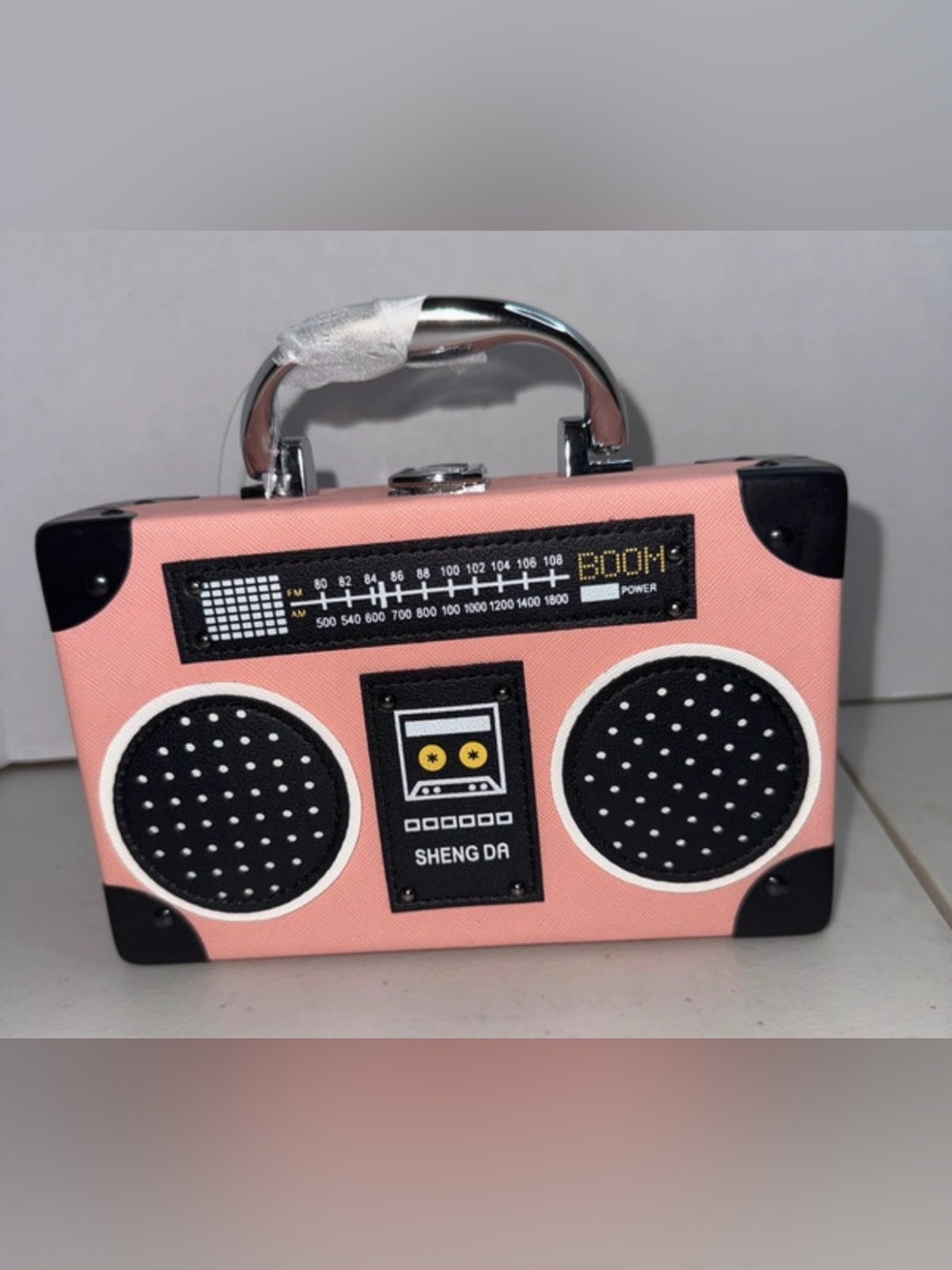 BY:KY Retro Punk 80s Style Boombox Radio Novelty Satchel or Crossbody Purse NWT